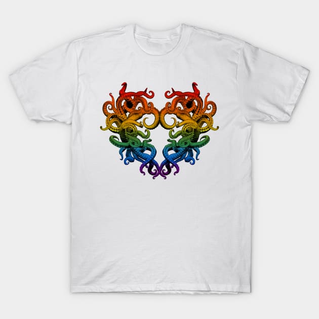 Tentacle Heart ~ Rainbow T-Shirt by Motley Thread